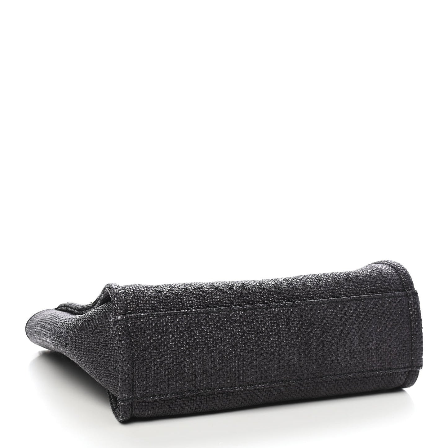 Woven Straw Raffia Mini Deauville Tote Black