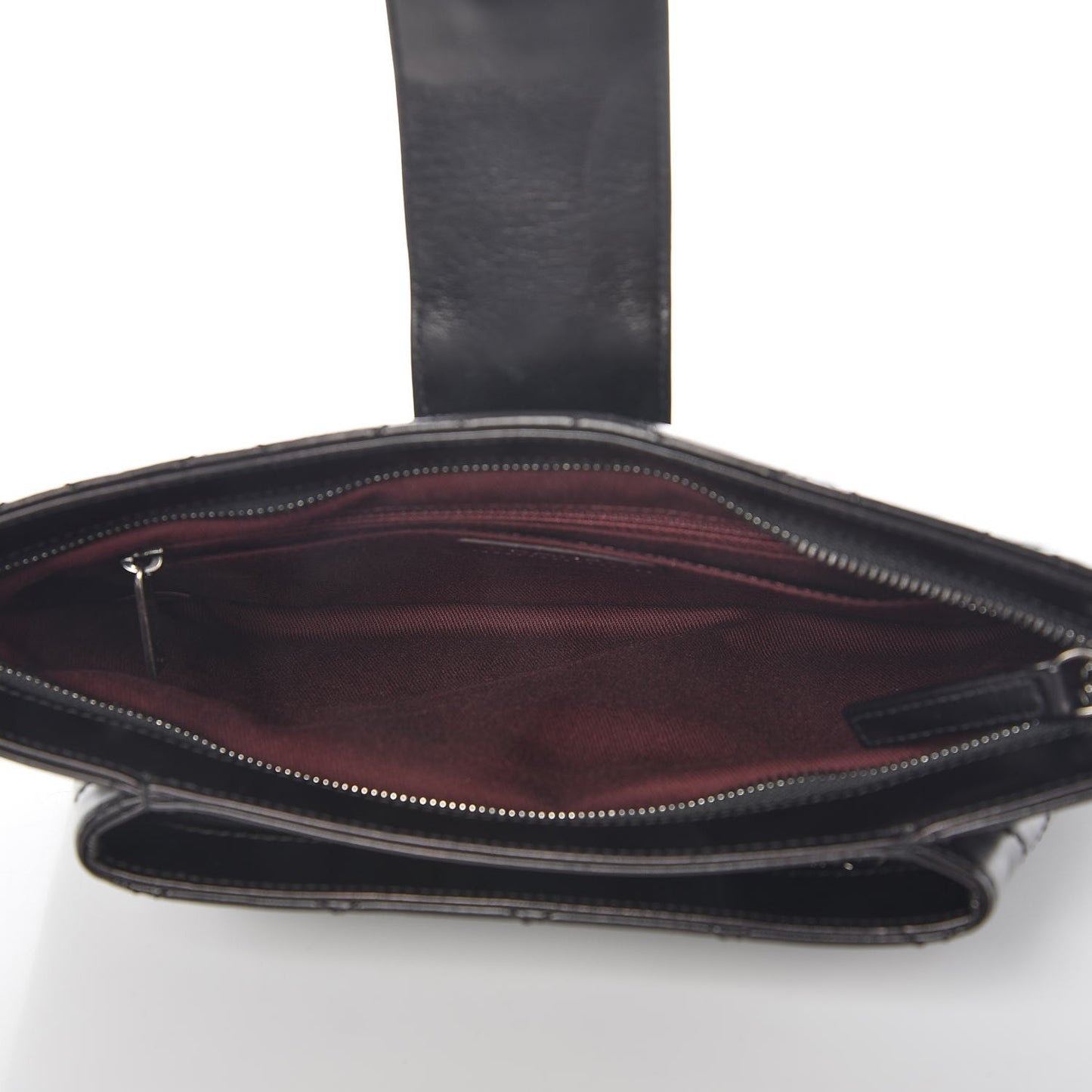 Glazed Calfskin Quilted Coco Pleats Clutch Black