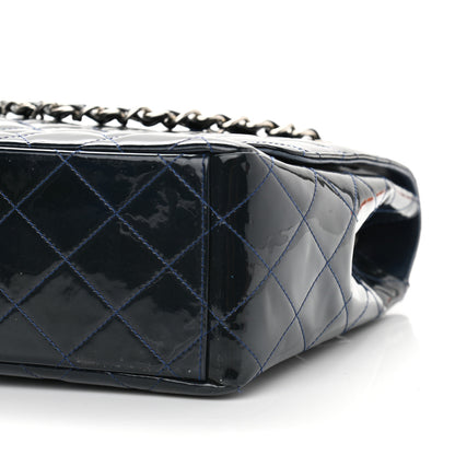 Chanel Patent Quilted Maxi Single Flap Navy Blue 9 of 10