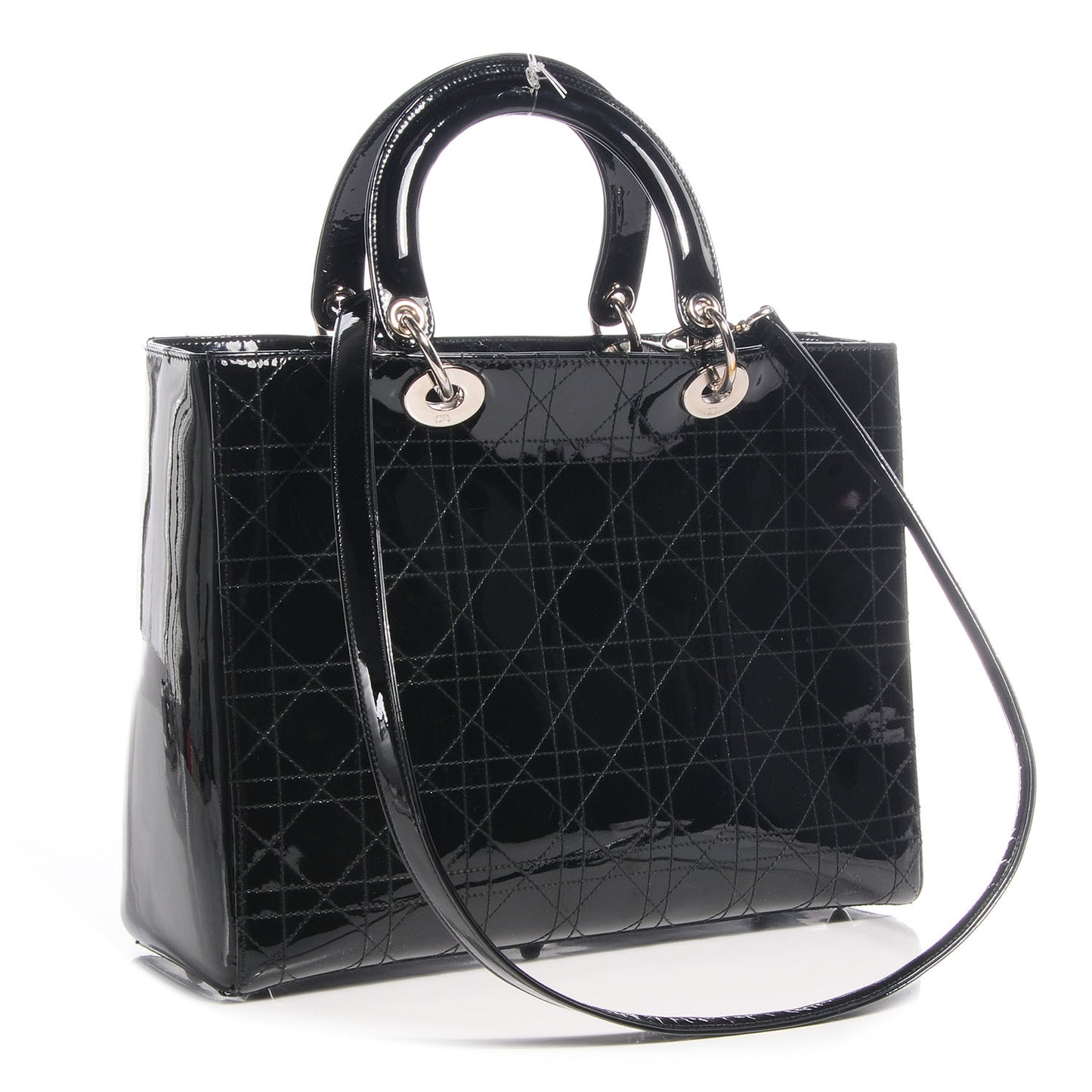Patent Cannage Large Lady Dior Black
