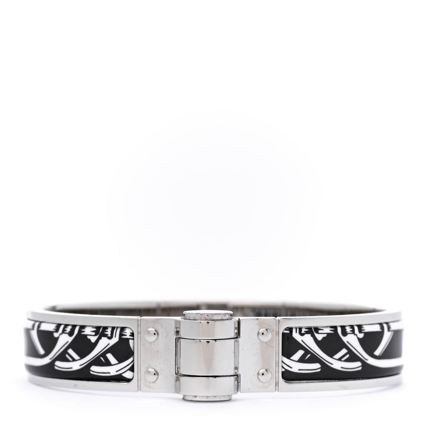 Enamel Printed Narrow Balades Equestres Positif Negatif Hinged Bracelet S Black