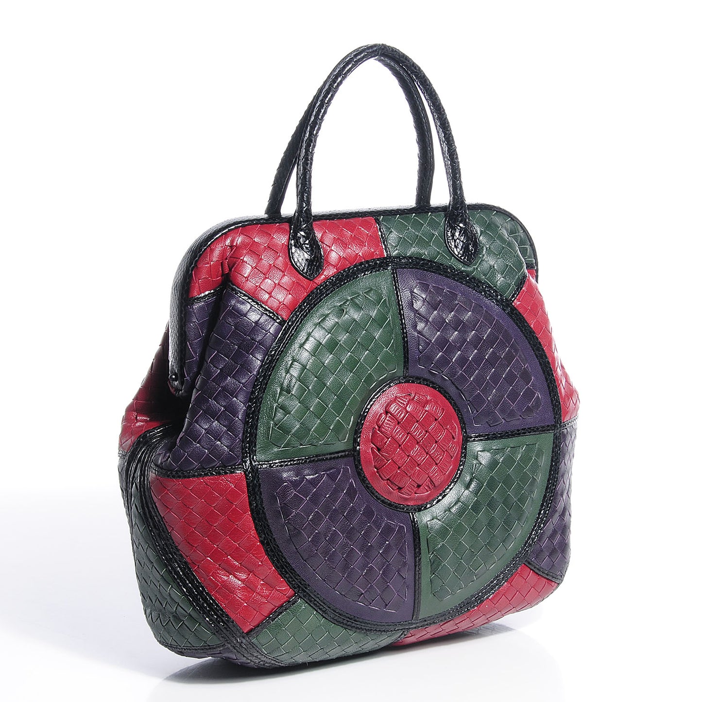 Intrecciato Goatskin Ayers Trim Frame Satchel Multicolor