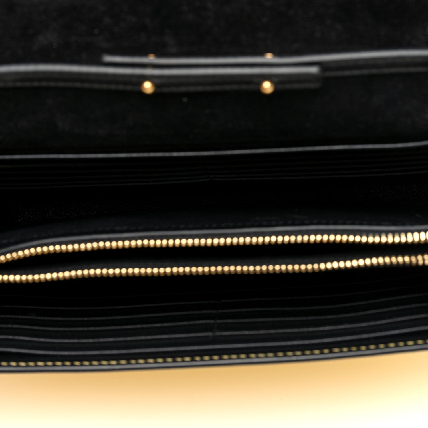 Saint Laurent Metallic Calfskin Monogram Chain Wallet Gold 5 of 9