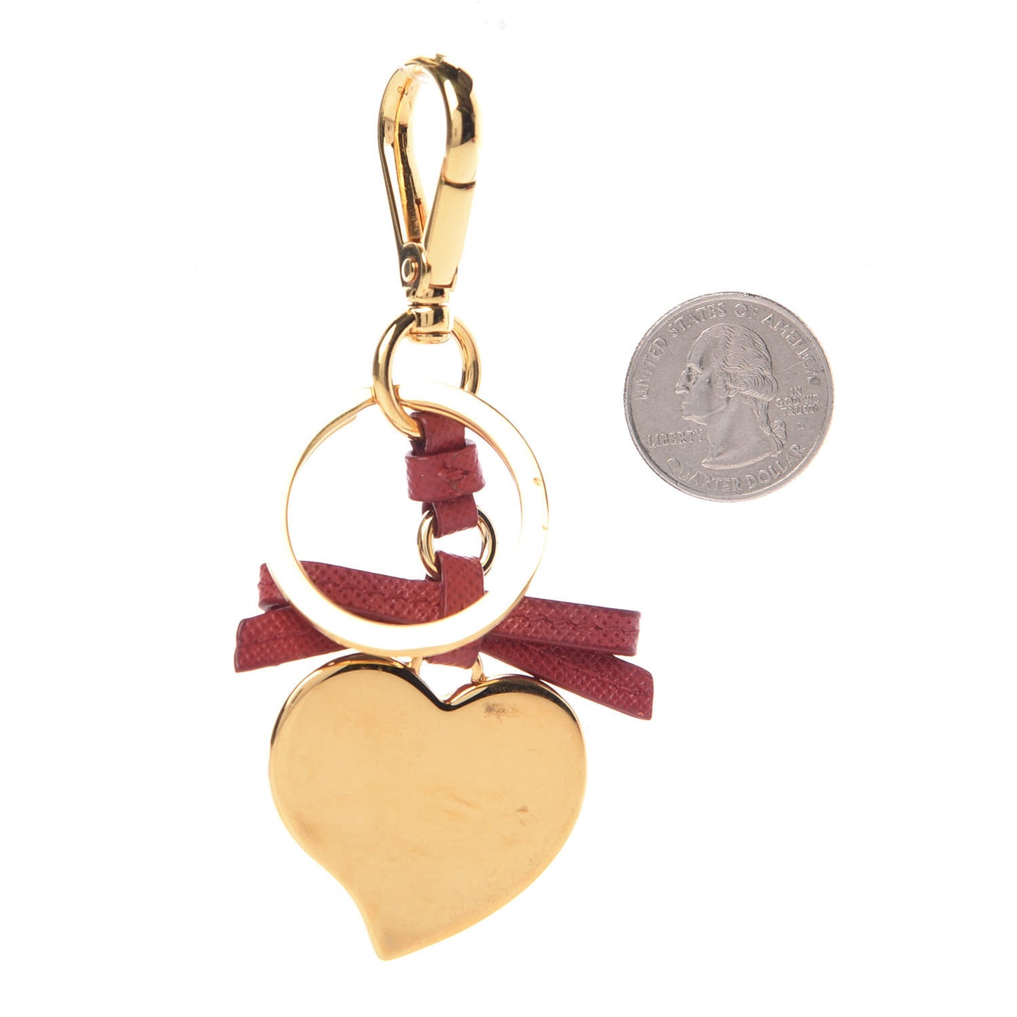 Saffiano Heart Keychain Charm Fuoco