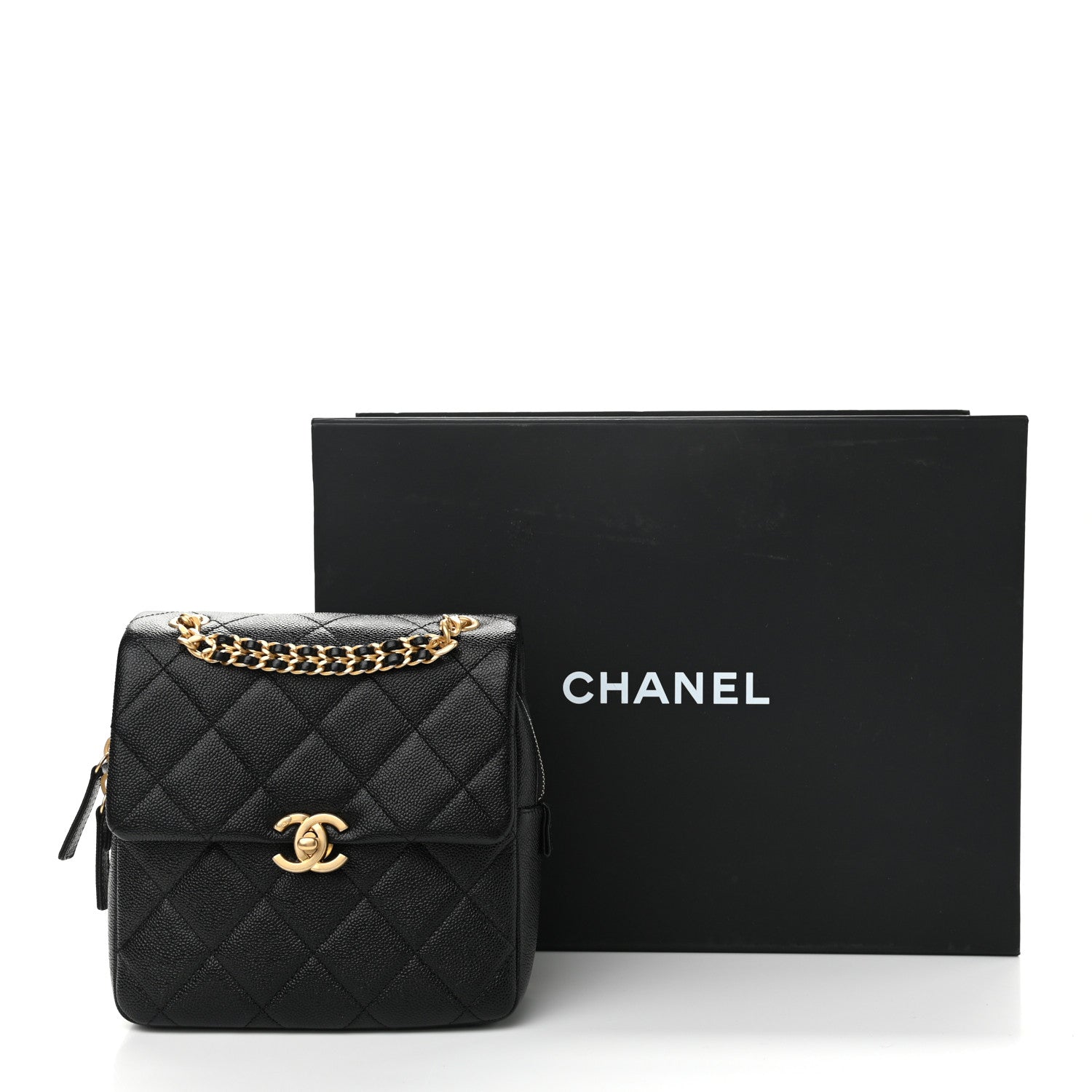 Chanel Shiny Caviar Quilted Chain Melody Backpack Black 11 of 11
