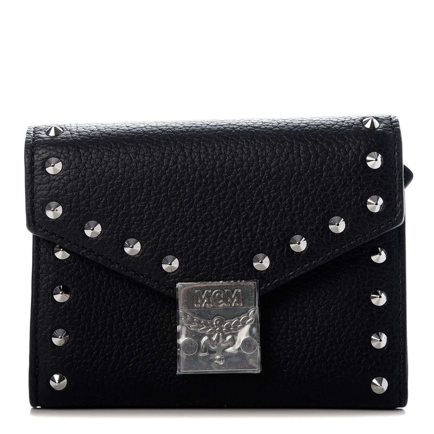 MCM Visetos Studded Compact Patricia Trifold Wallet Black 1 of 7