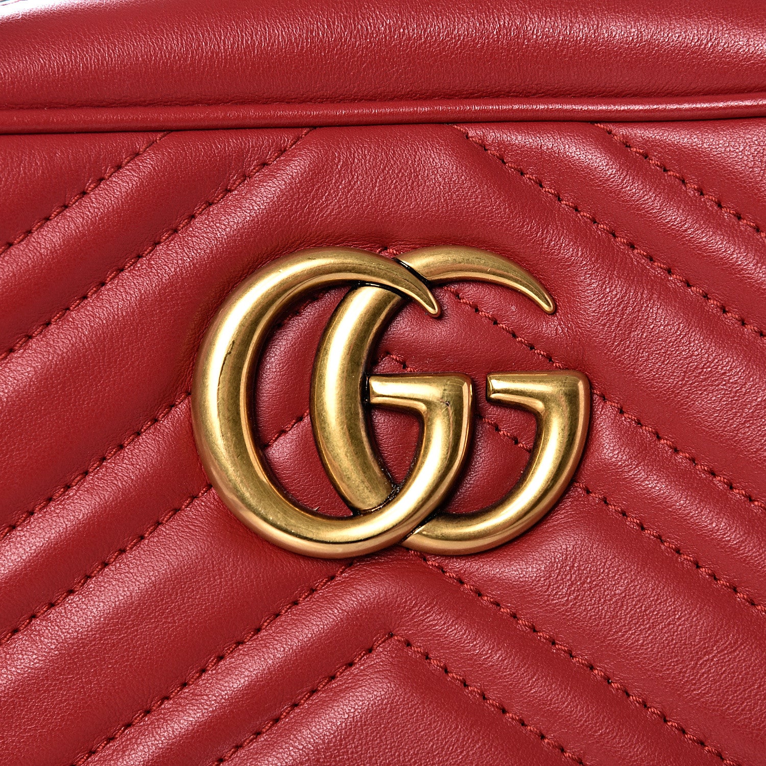 Gucci Calfskin Matelasse Small GG Marmont Chain Shoulder Bag Hibiscus Red 7 of 11