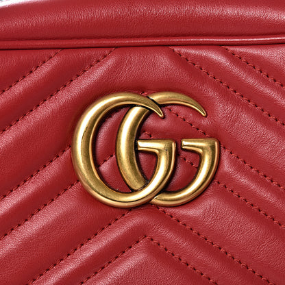 Gucci Calfskin Matelasse Small GG Marmont Chain Shoulder Bag Hibiscus Red 7 of 11