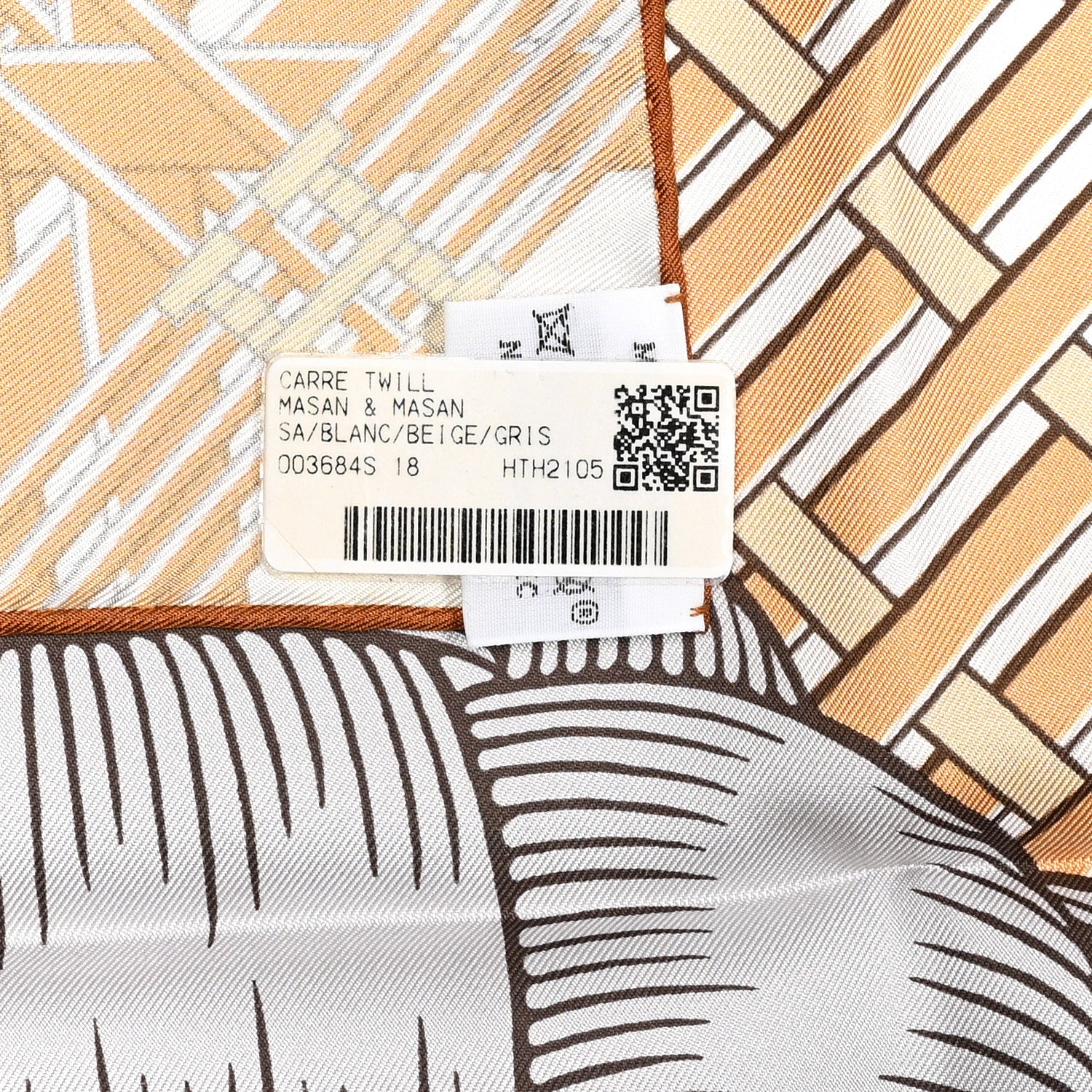 Hermes Silk Masan & Masan Scarf 90 White Beige Gris 4 of 5