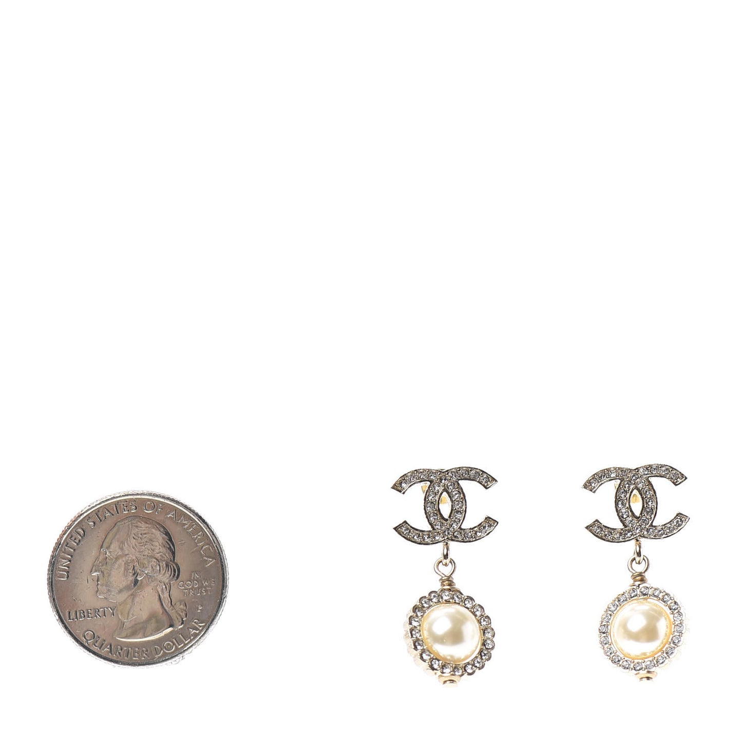 Crystal Pearl Pearls Coronation CC Drop Earrings Gold
