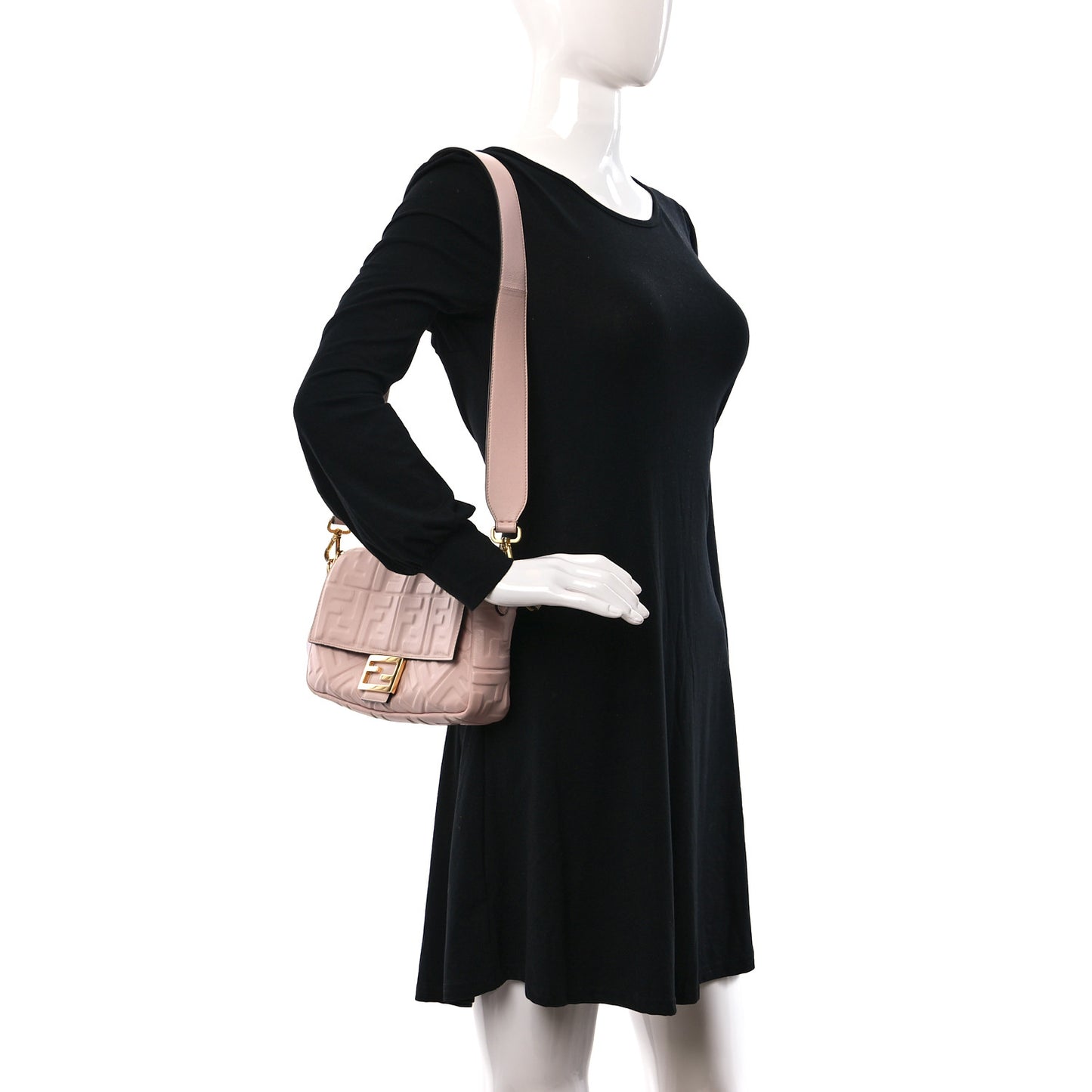 Nappa FF 1974 Embossed Baguette Rosa Quarzo