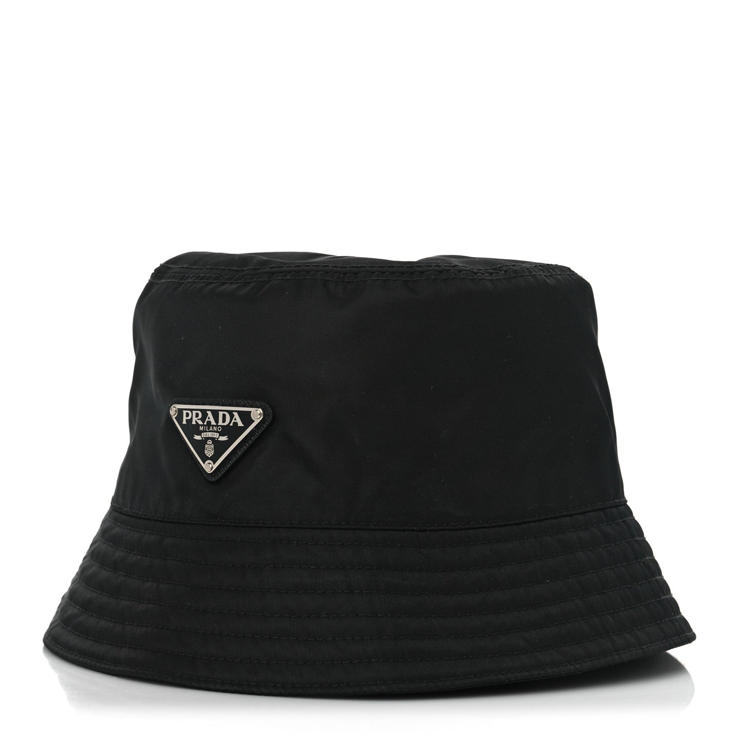 Re-Nylon Metal Triangle Logo Womens Bucket Hat M Black