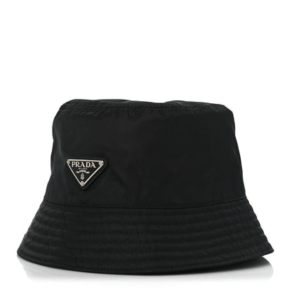 Prada Re-Nylon Metal Triangle Logo Womens Bucket Hat M Black 1 of 7