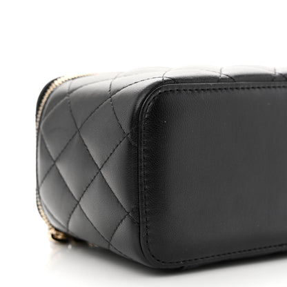 Chanel Lambskin Quilted Small Top Handle Vanity Case With Chain Black 9 of 10