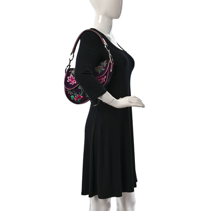 Christian Dior Embroidered Flowers Saddle Bag Purple 2 of 10