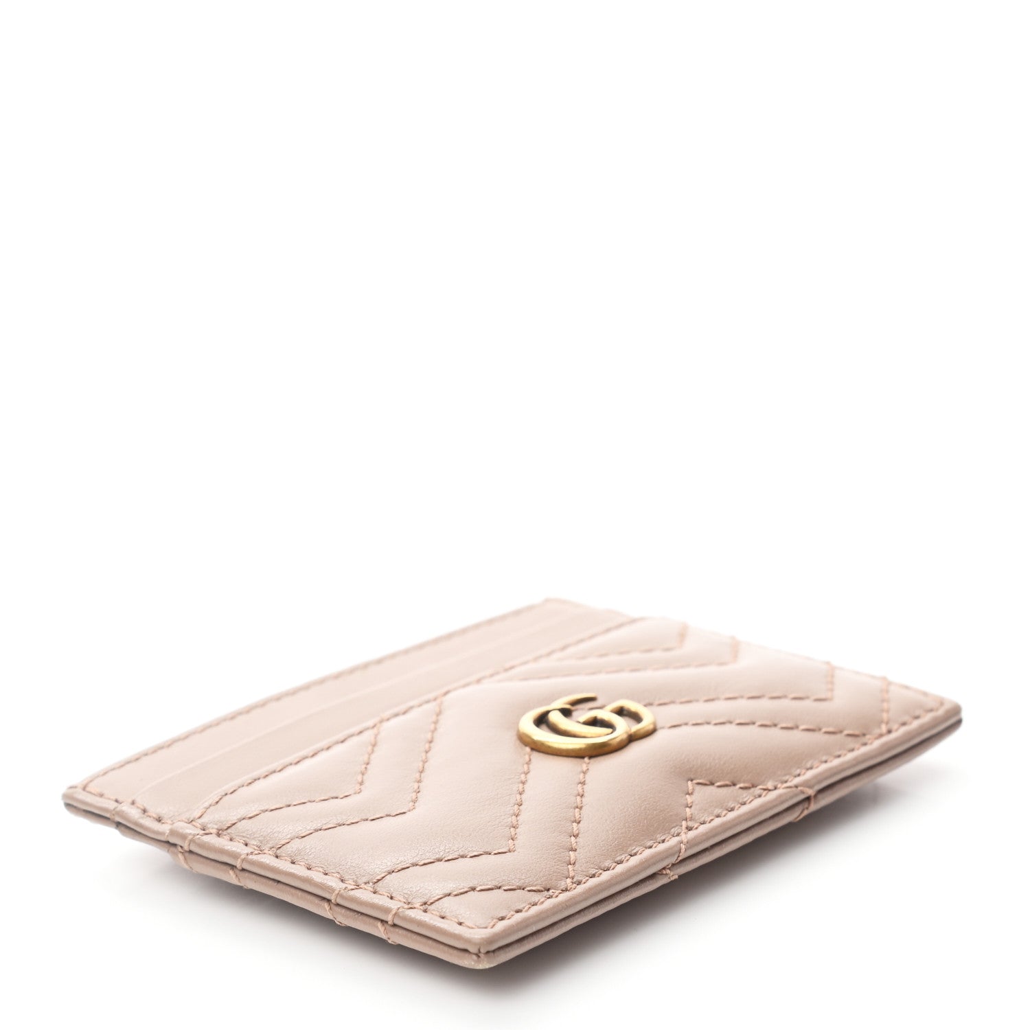 Gucci Calfskin Matelasse GG Marmont Card Holder Porcelain Rose 4 of 5