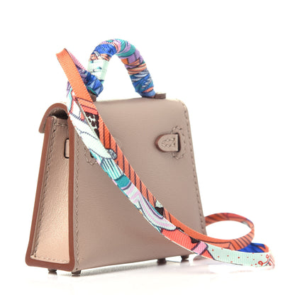 Hermes Tadelakt Mini Kelly Twilly Bag Charm Argile 3 of 9