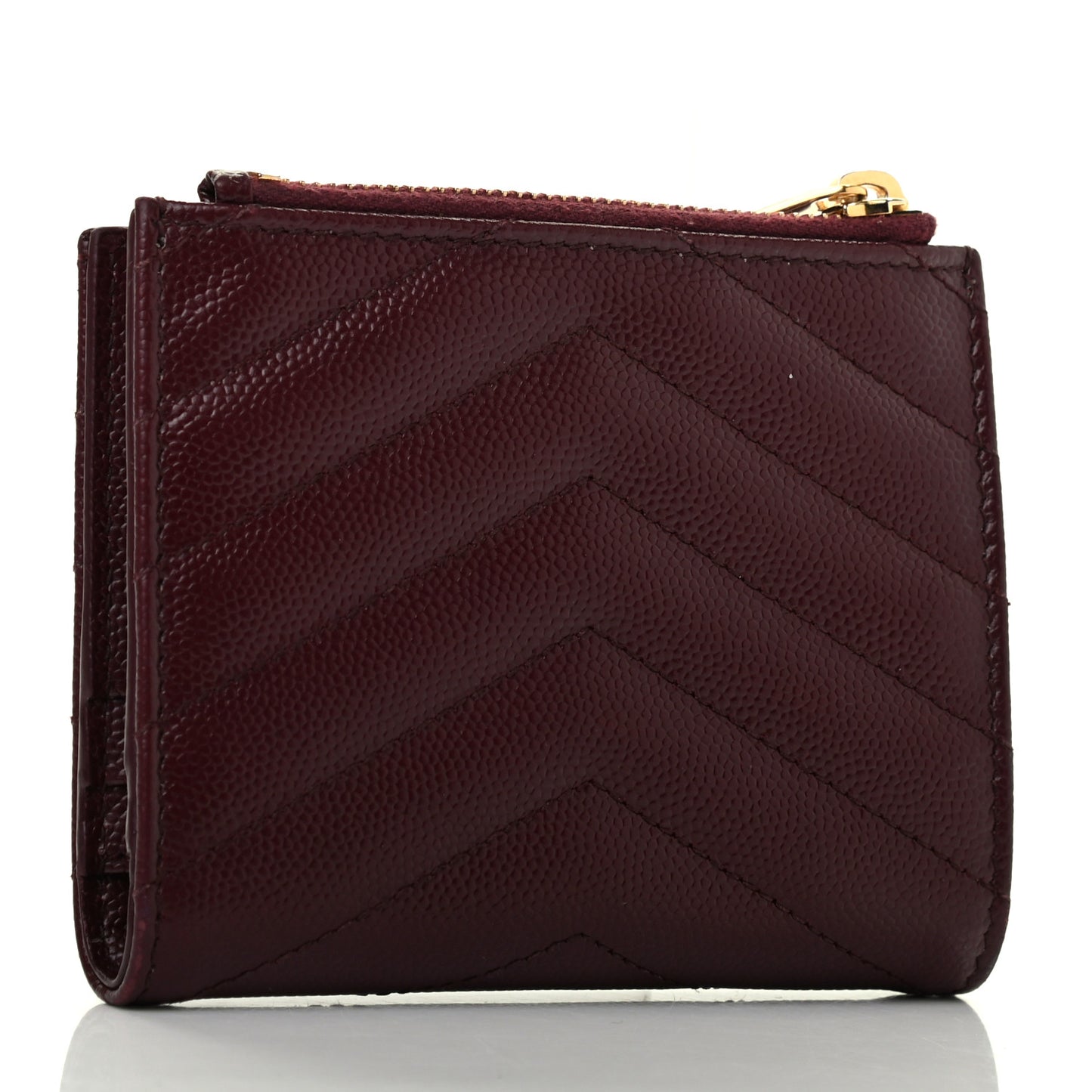 Grain De Poudre Matelasse Chevron Monogram Zipped Card Case Rouge Legion