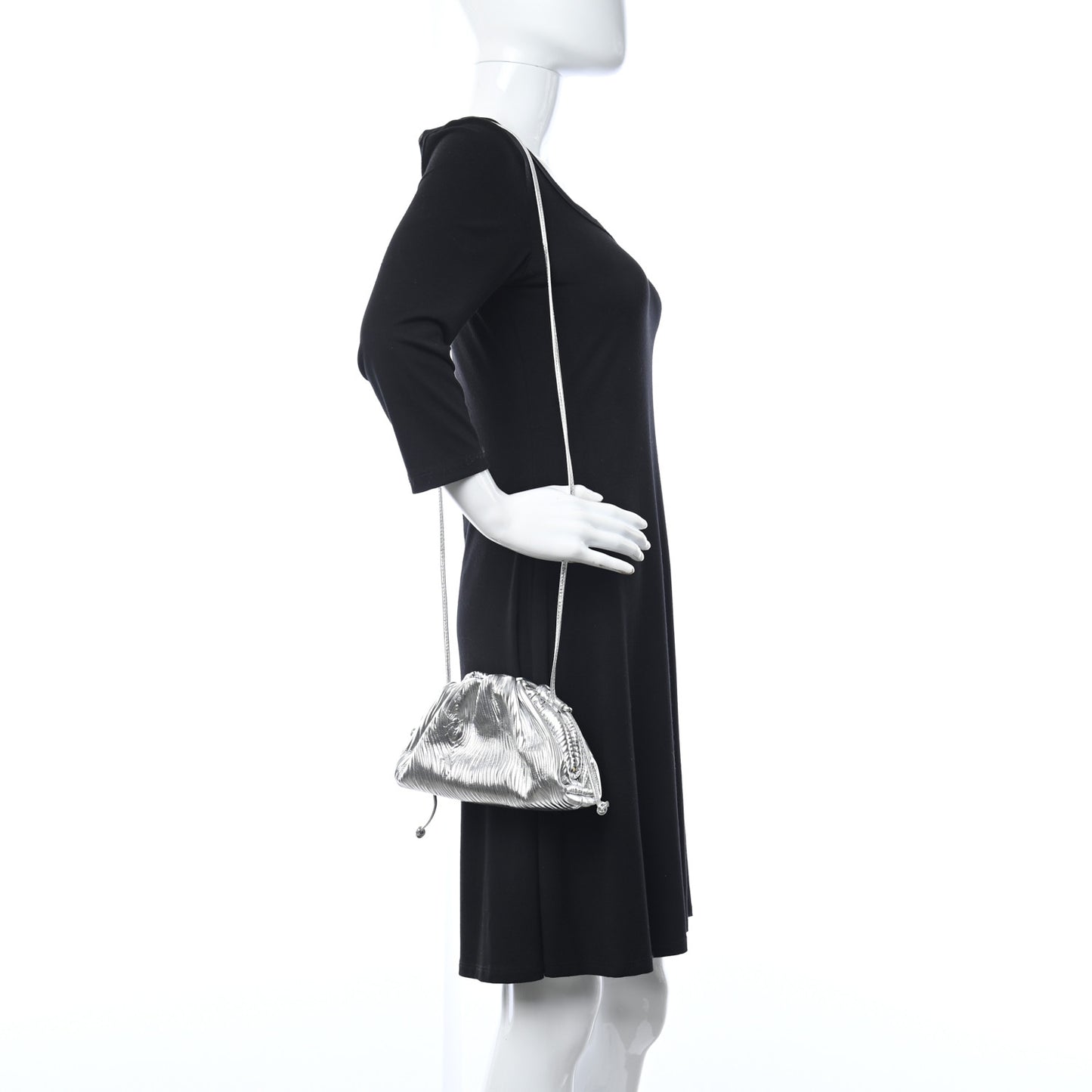 Metallic Bark Calfskin The Mini Pouch Silver