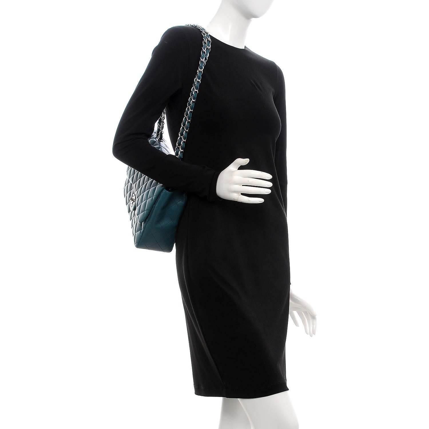 Chanel Lambskin Quilted Jumbo Single Flap Turquoise 3 of 15