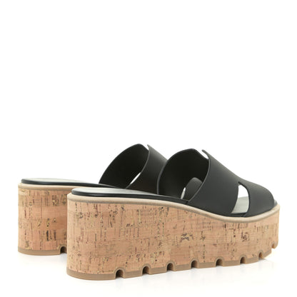 Hermes Calfskin Cork Eze 30 Sandals 38 Black 5 of 10