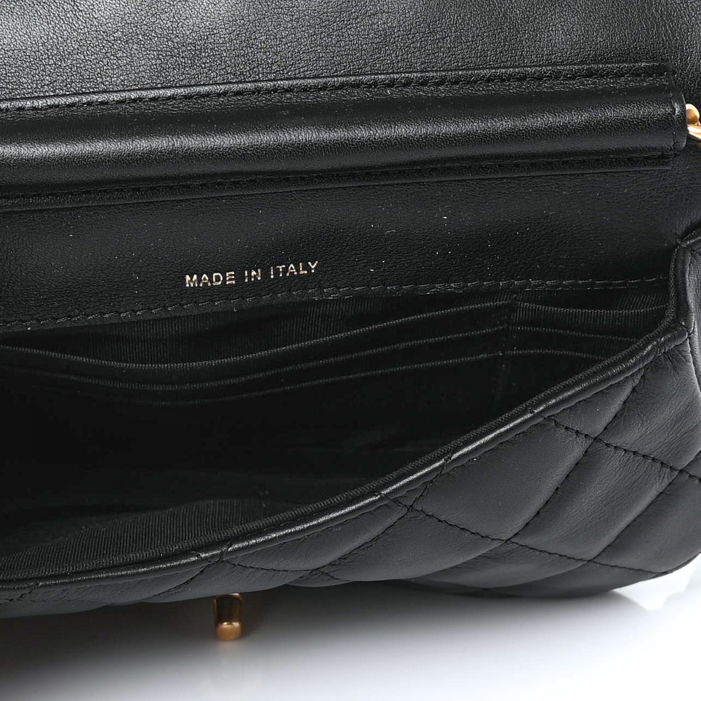 Calfskin Quilted Coco Mail Clutch With Chain Black
