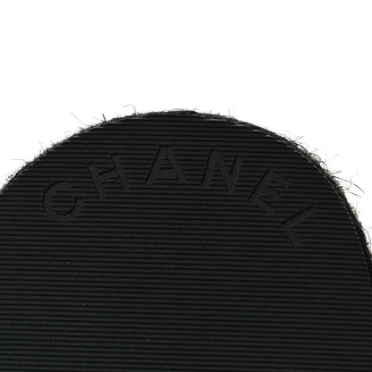 Chanel Lambskin Espadrille Mule Sandals 38 Black 6 of 10