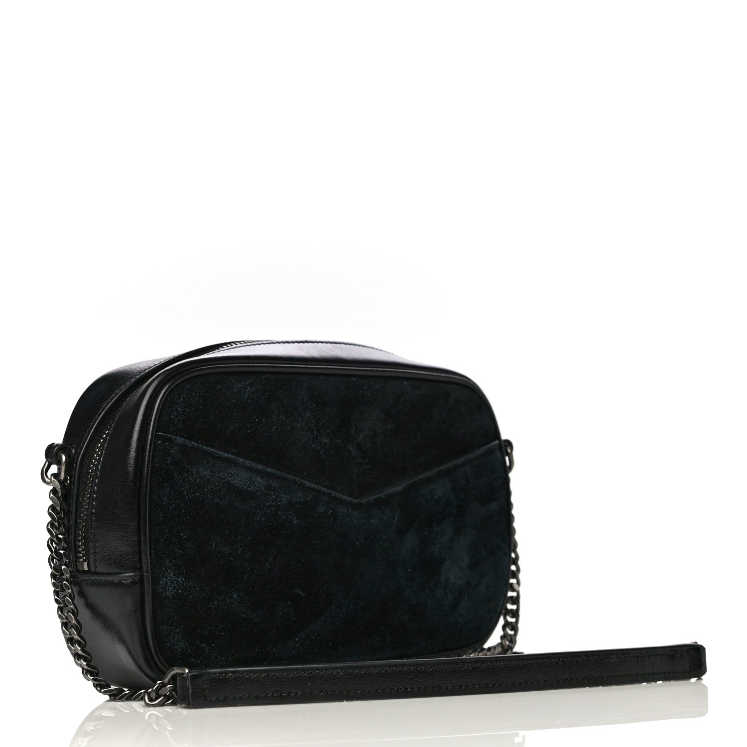 Saint Laurent Suede Calfskin Embellished Mini Monogram Lou Camera Bag Black 2 of 21