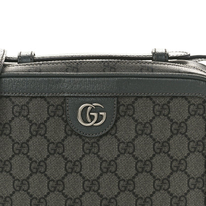 Gucci GG Supreme Monogram Textured Dollar Calfskin Small Ophidia Top Handle Shoulder Grey Black Graphite Grey 8 of 10