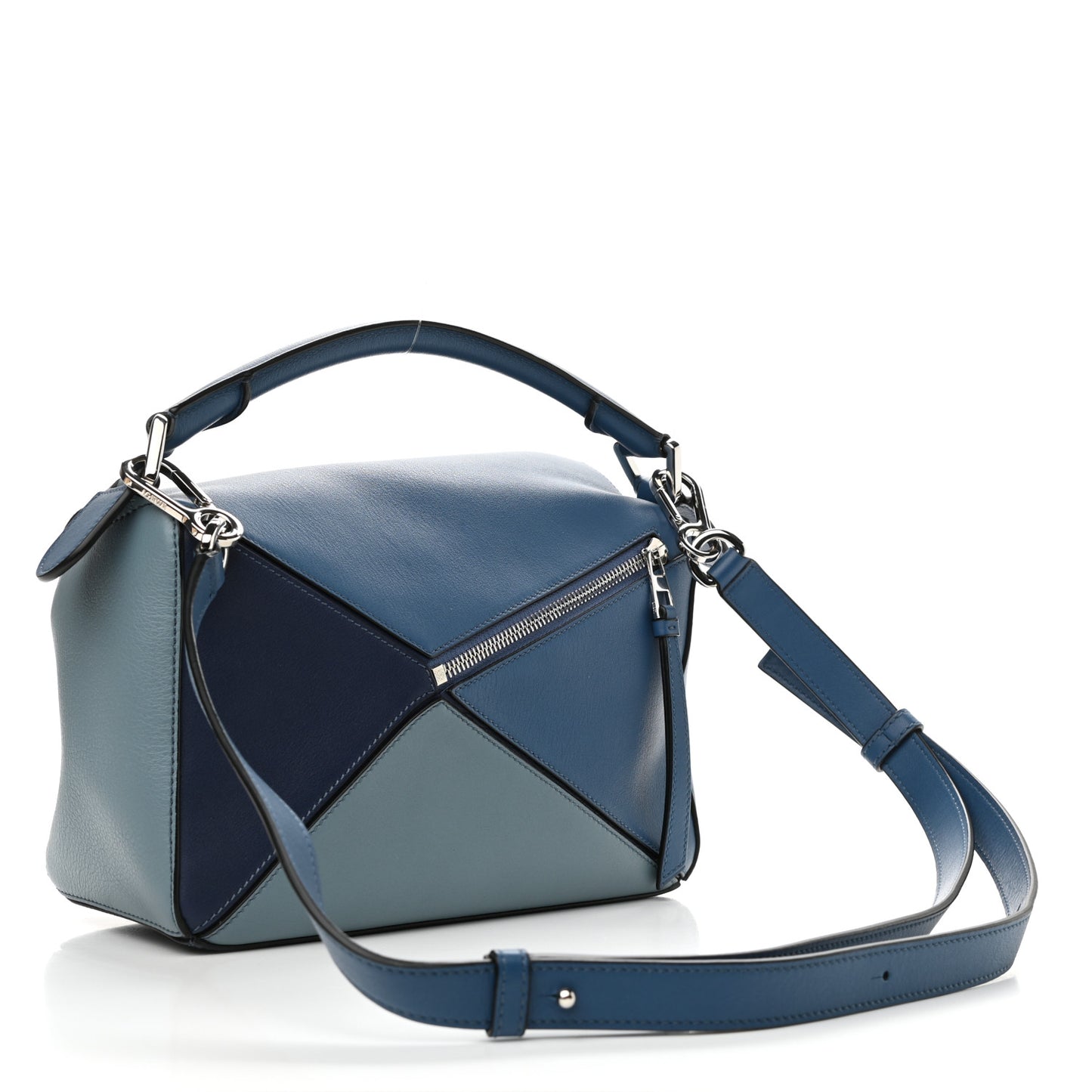 Calfskin Small Puzzle Bag Marine Stone Steel Blue