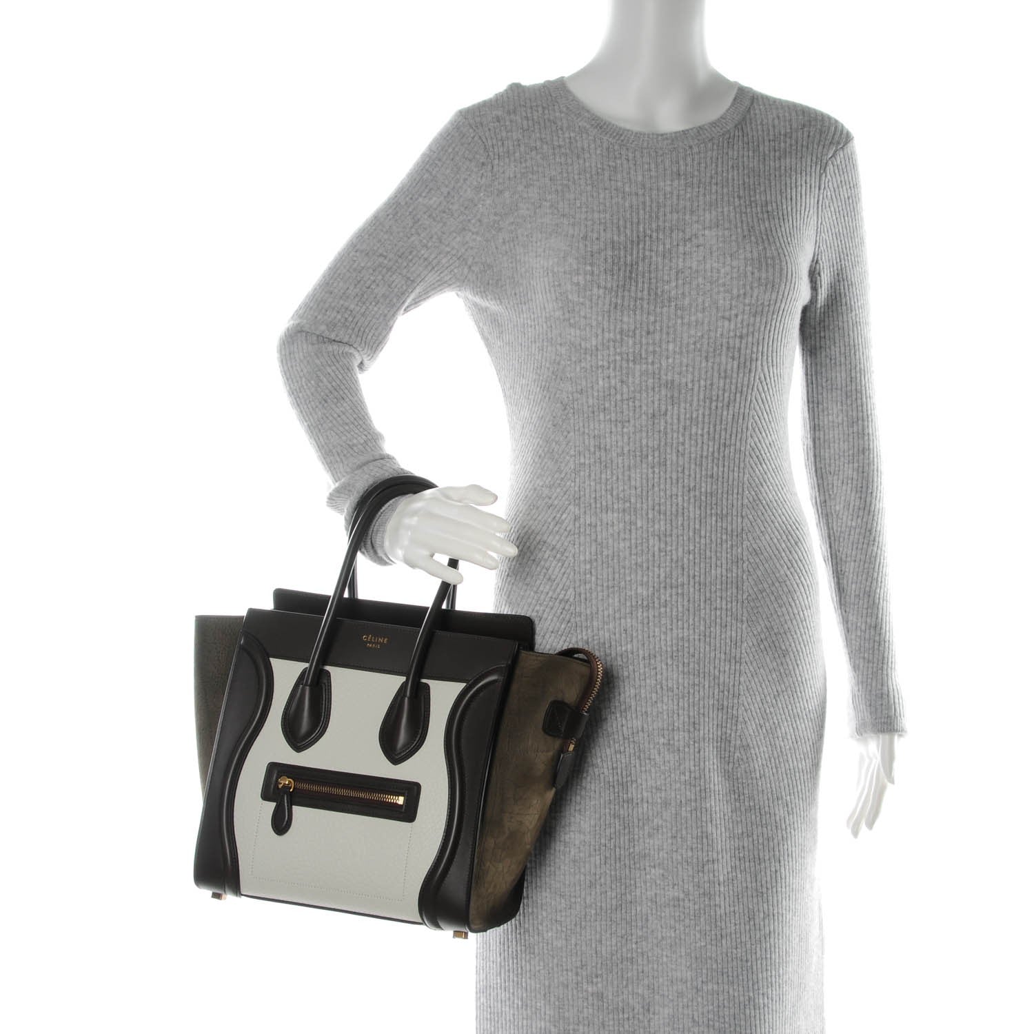 Celine Bullhide Micro Tri-Color Luggage Khaki 2 of 7