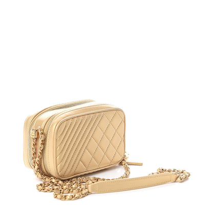 Chanel Metallic Lambskin Mini Coco Boy Camera Case Gold 2 of 7
