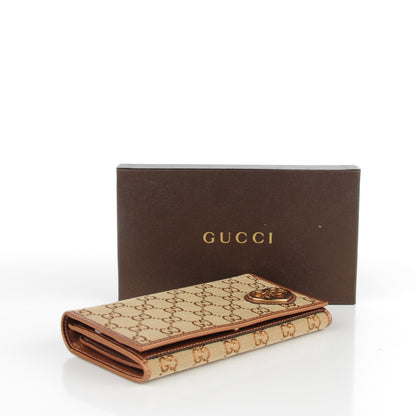Gucci Monogram Lovely Heart Continental Wallet Metallic Bronze 4 of 8
