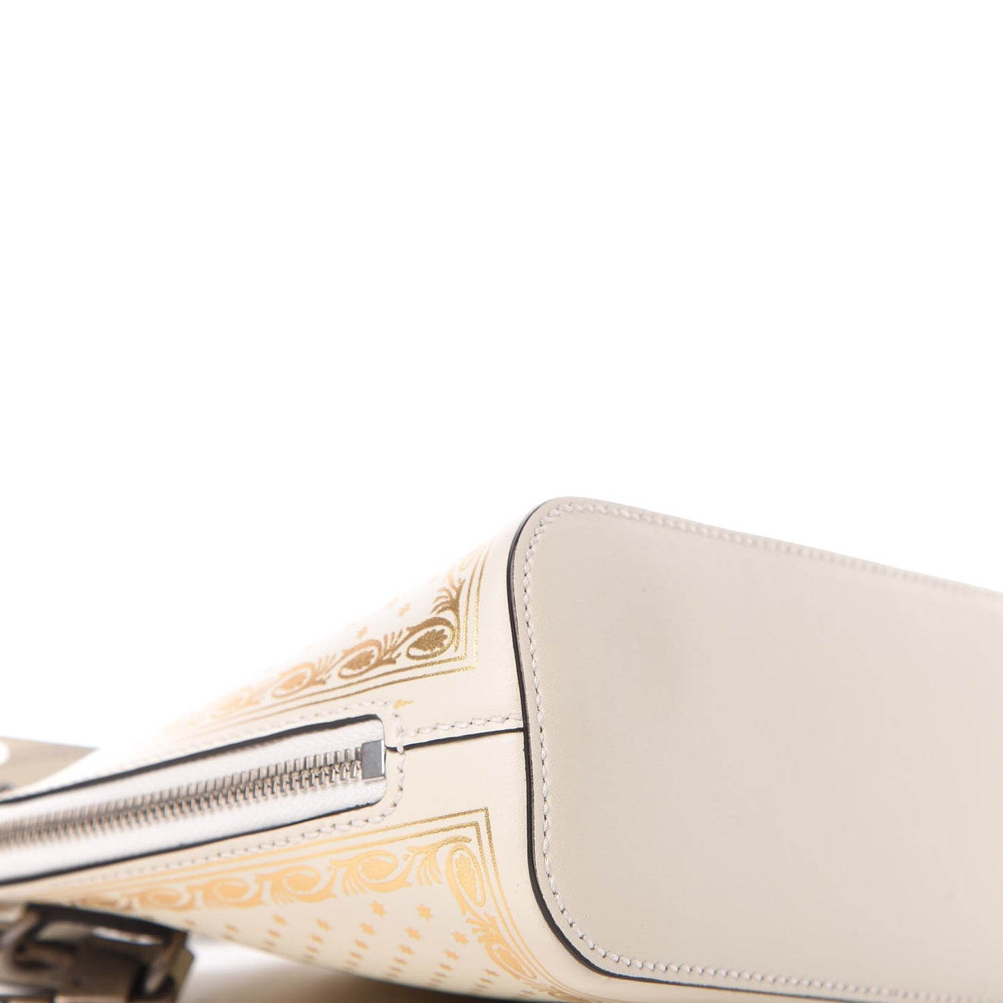 X SEGA Calfskin GUCCY Stars Mini Dome Shoulder Bag Moon Steller White Gold