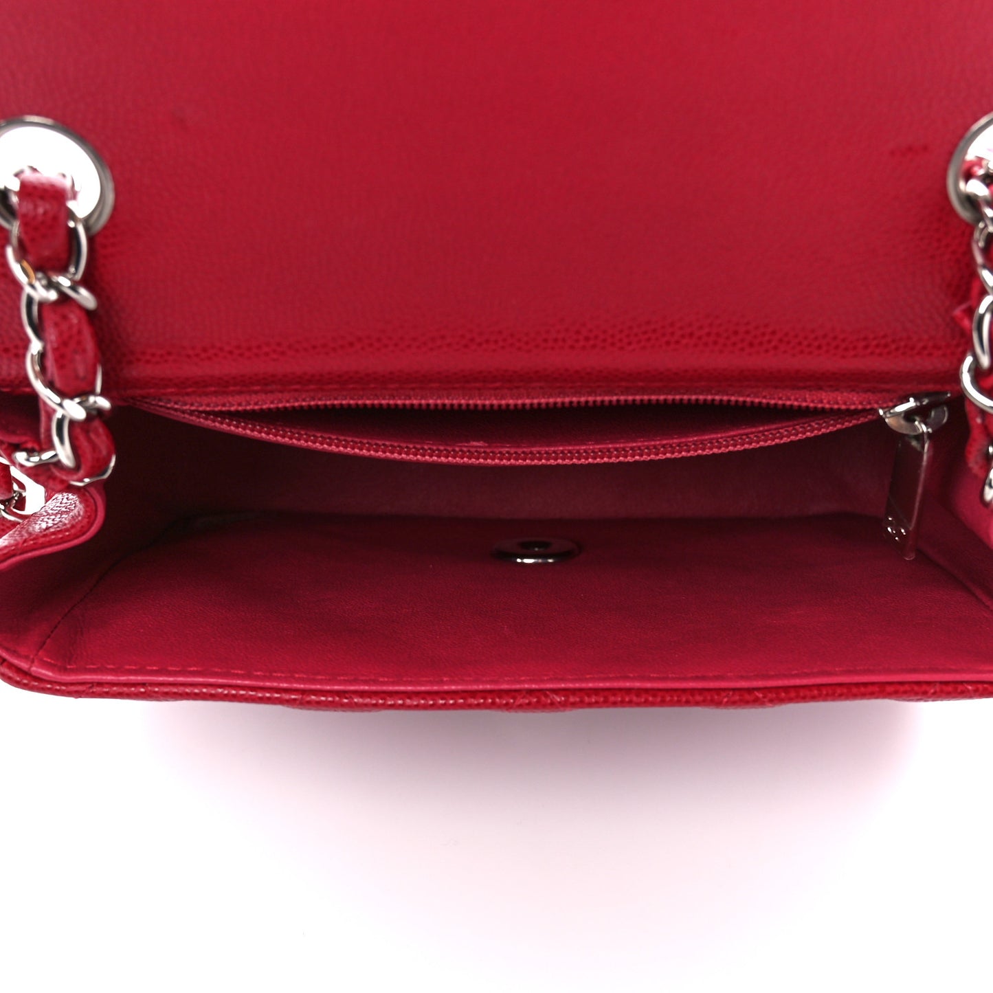 Caviar Quilted Mini Square Flap Red