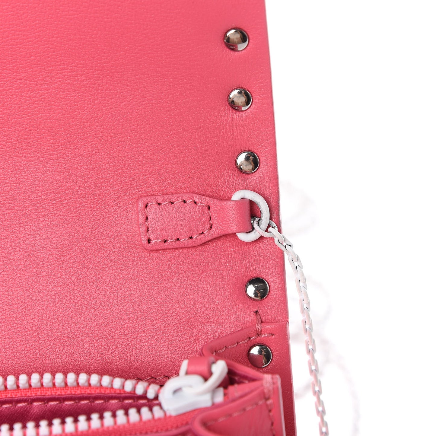 Vitello Colorblock Free Rockstud Wallet on Chain Shadow Pink Optic White