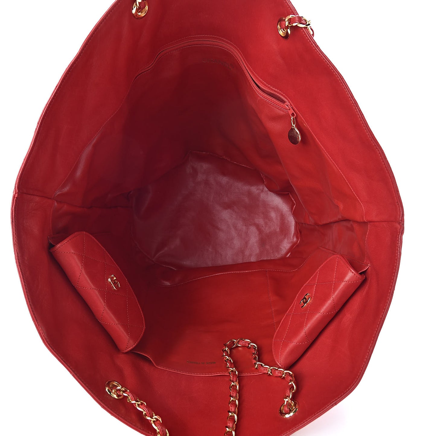 Lambskin Quilted Large Shoulder Bag Red