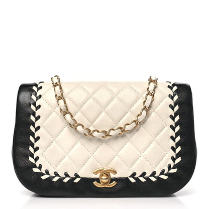 Chanel Calfskin Braided Flap White Black 1 of 9