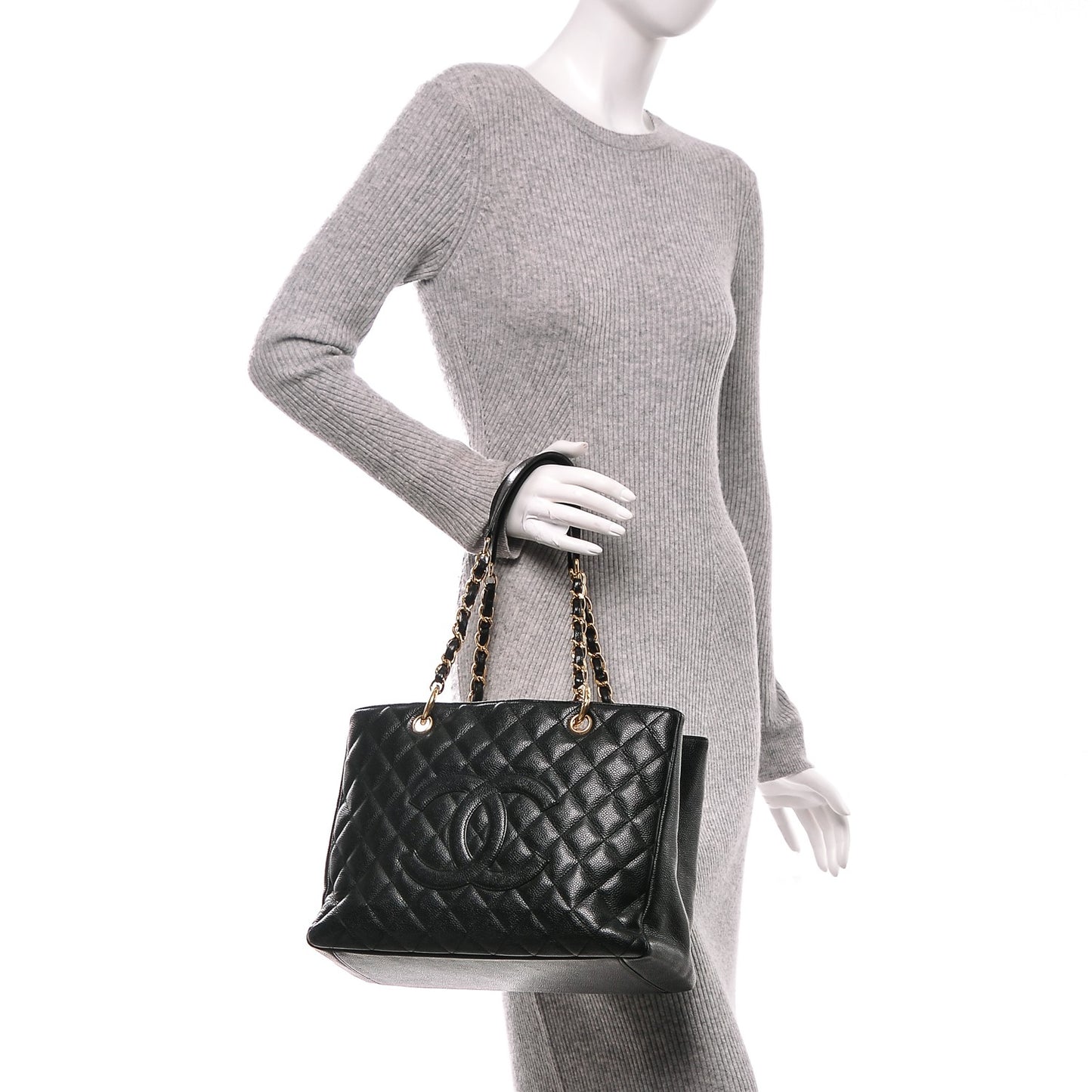 Caviar Quilted Grand Shopping Tote GST Black