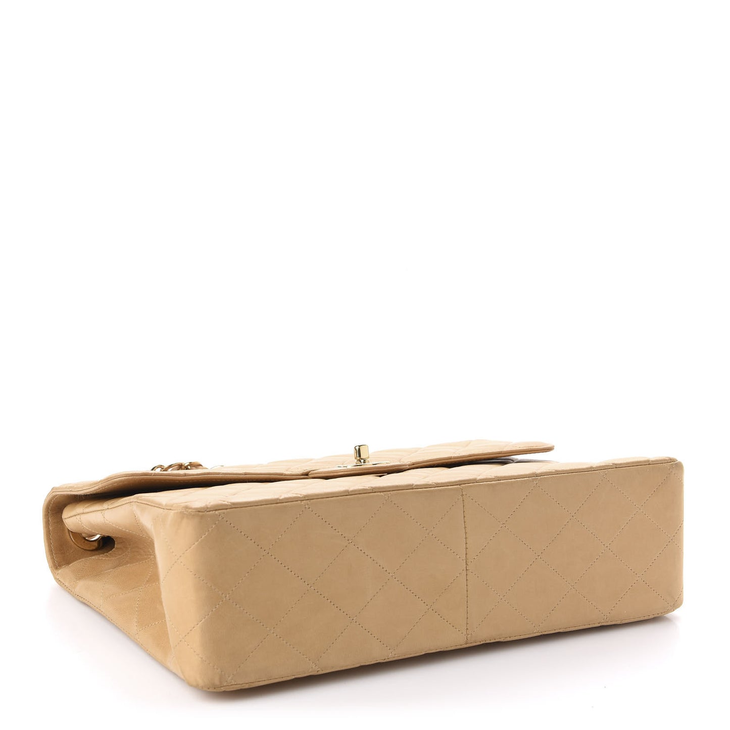 Lambskin Quilted Maxi Single Flap Beige