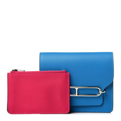 Hermes Evercolor Verso Roulis Slim Wallet Bleu Frida Rose Mexico 3 of 15