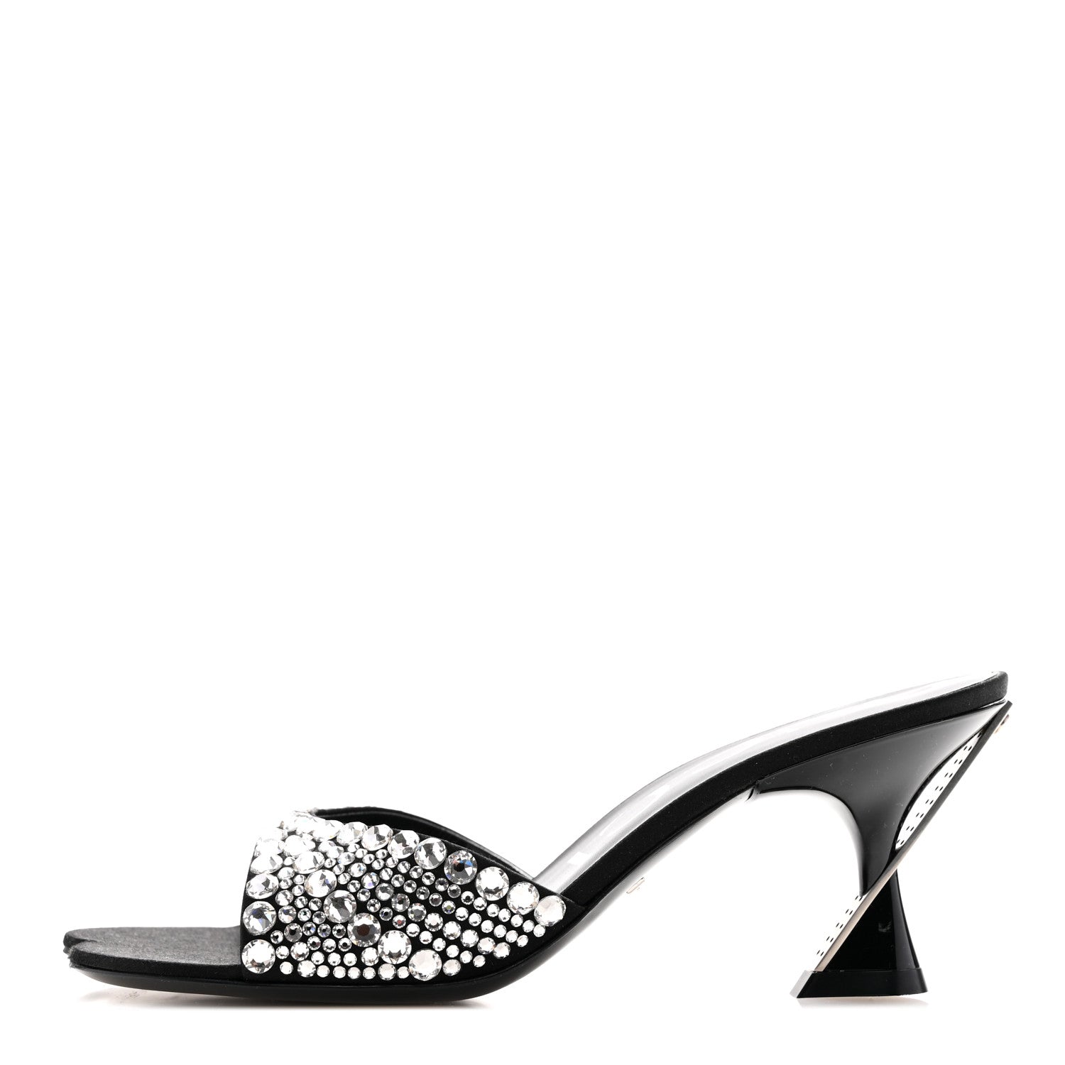 Gucci Satin Crystal 65mm Slide Sandals 36 Black 1 of 11