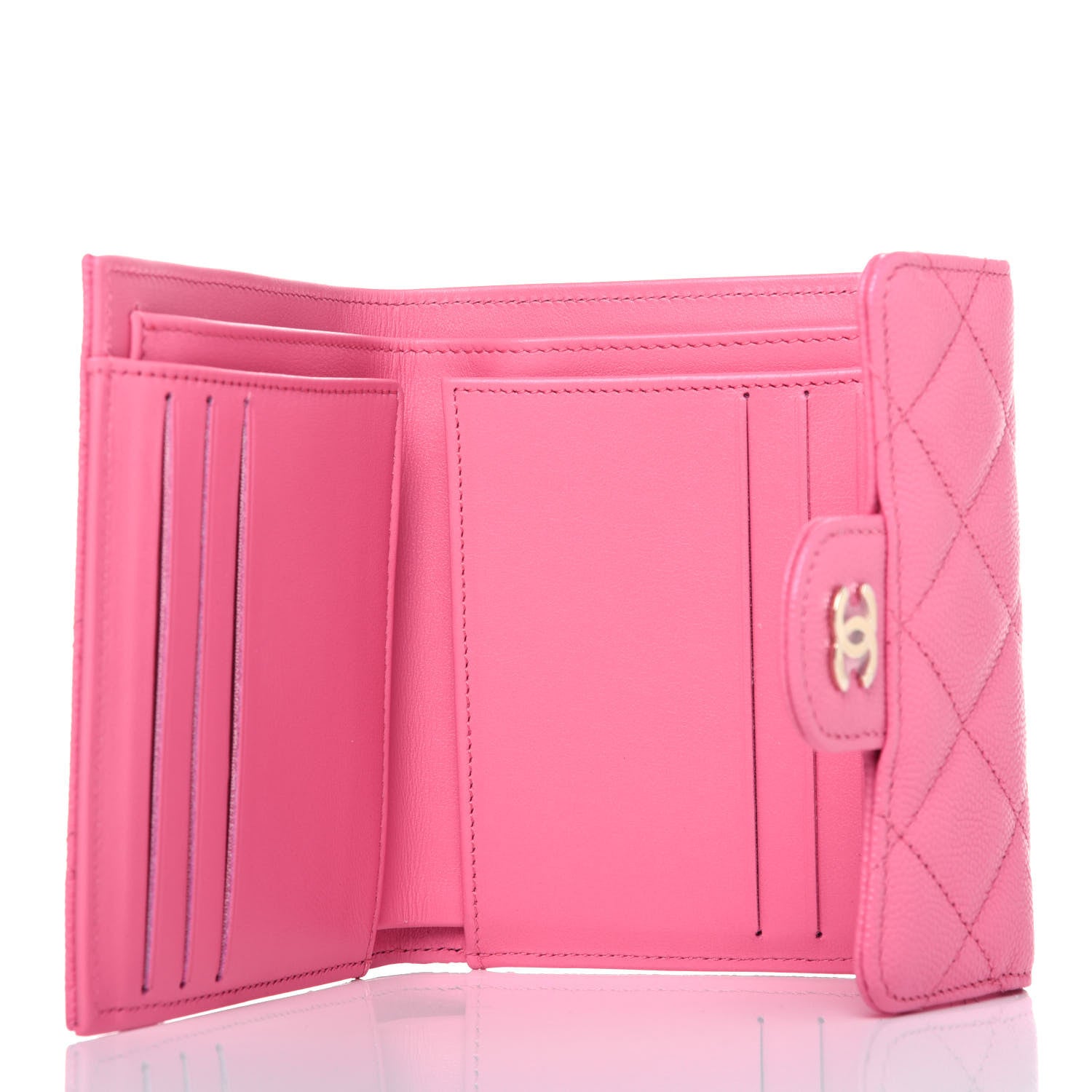 Chanel Caviar Quilted Compact Flap Wallet Pink 5 of 12