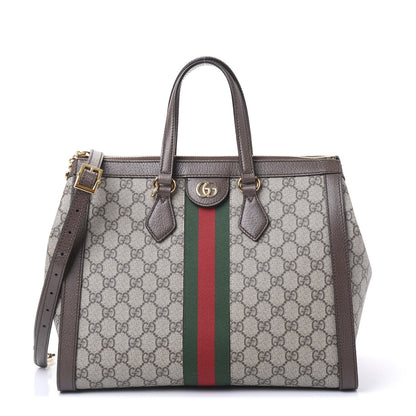 Gucci GG Supreme Monogram Web Medium Ophidia Tote Bag Brown 1 of 12