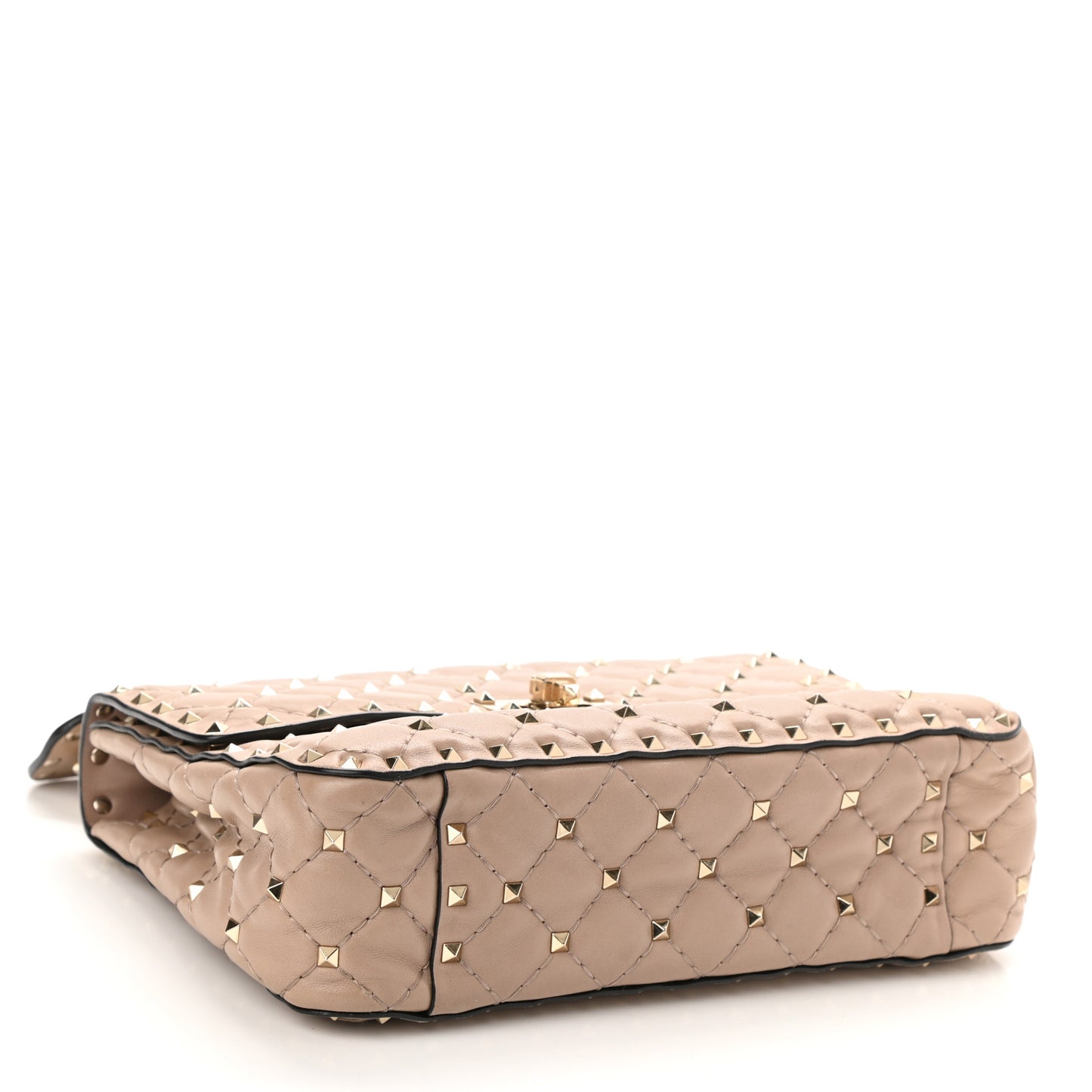 Lambskin Medium Rockstud Spike Shoulder Bag Poudre