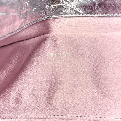 Jimmy Choo Vintage Metallic Calfskin Crystal Zandra Clutch Bag Silver 6 of 10