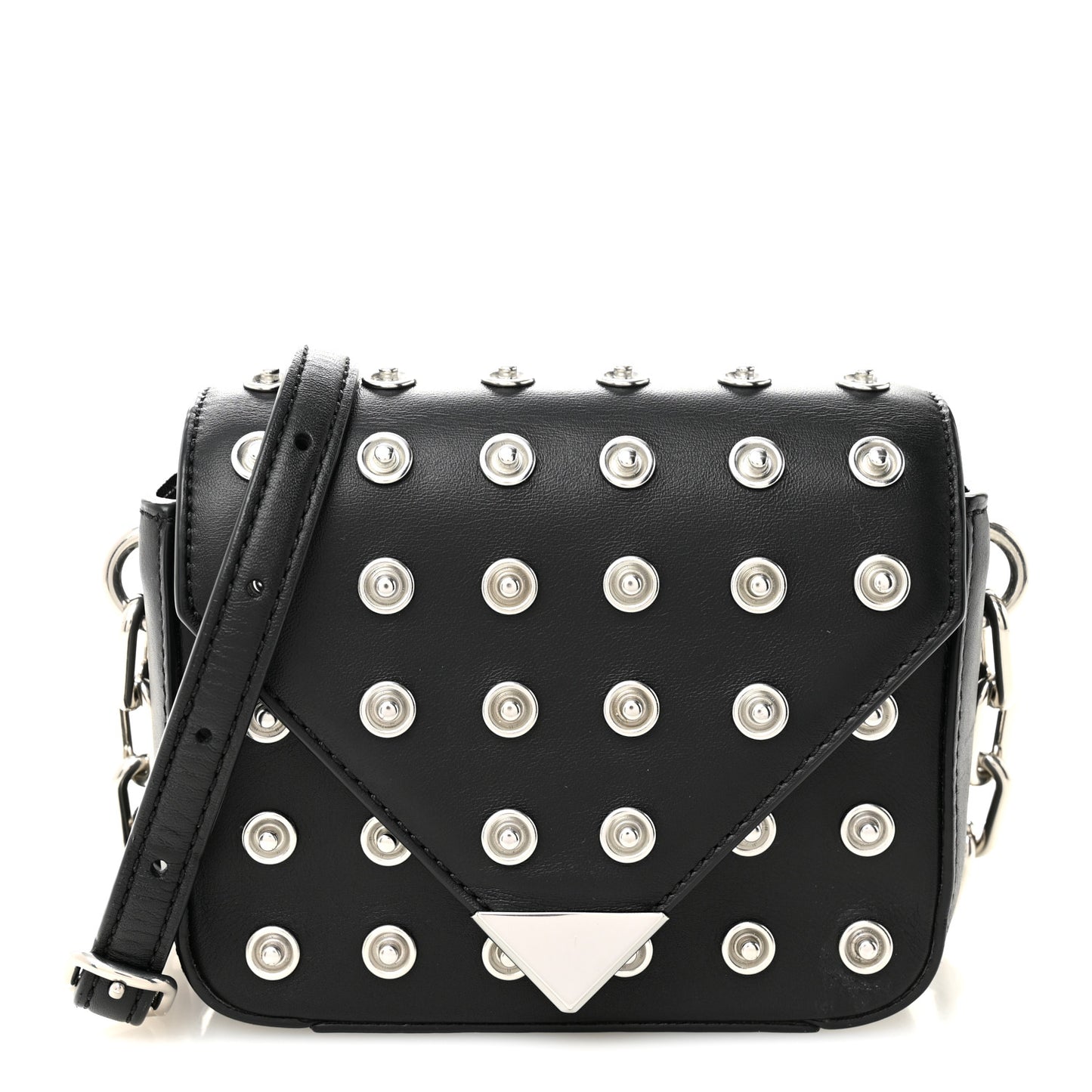 Calfskin Studded Mini Prisma Envelope Shoulder Black