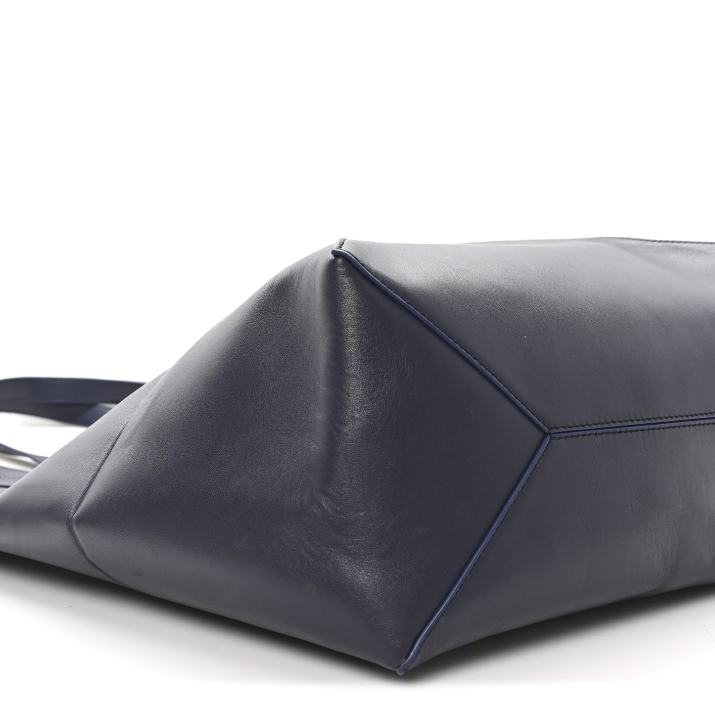 Shiny Calfskin Large Puzzle Fold Tote Abyss Blue