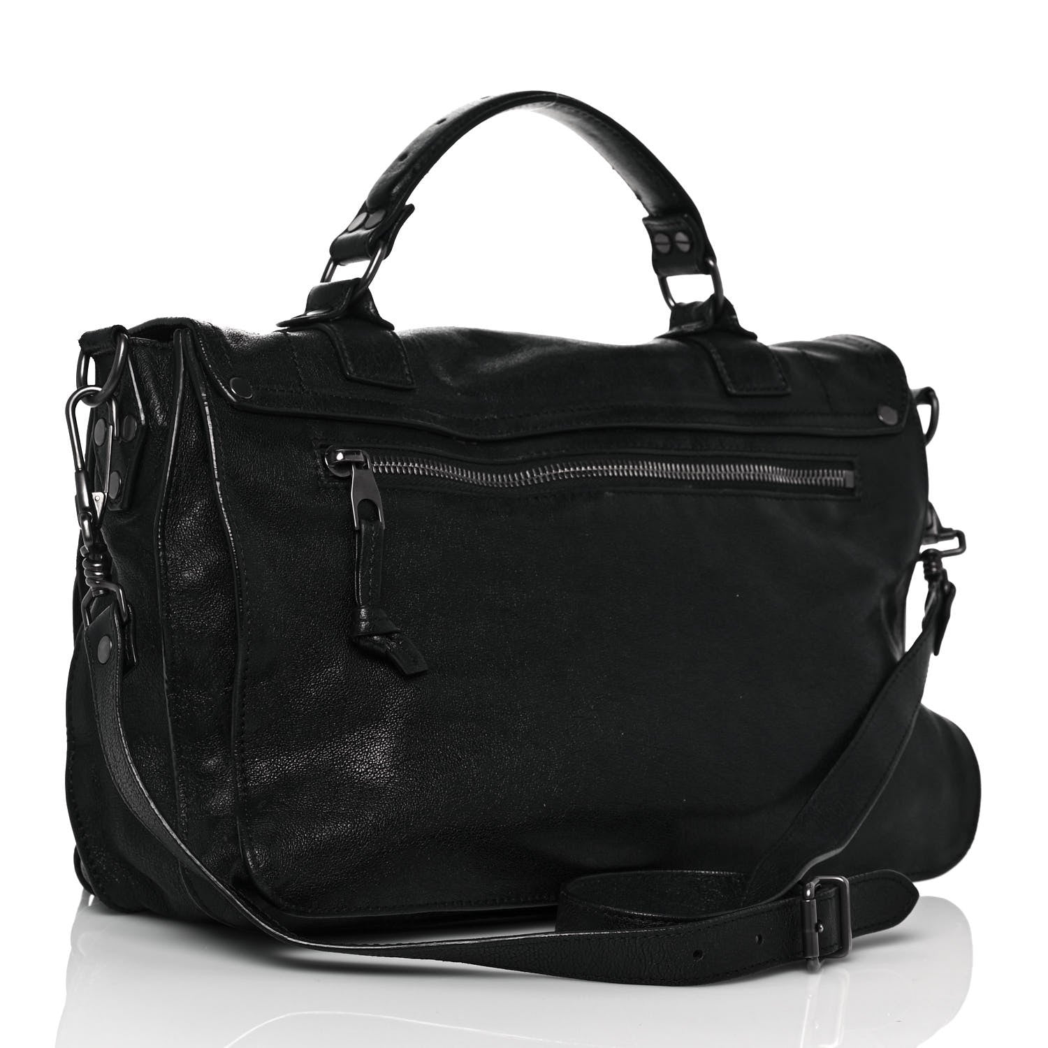 Proenza Schouler Lambskin Fringe Medium PS1 Satchel Black 3 of 21
