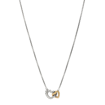 David Yurman Sterling Silver 18K Yellow Gold Belmont Heart Pendant Necklace 1 of 4